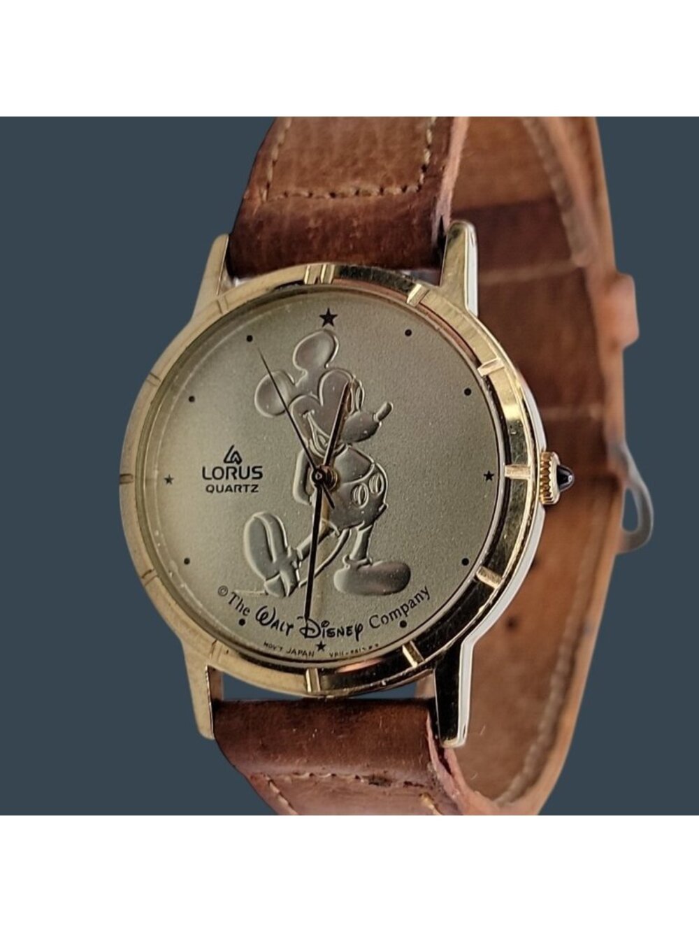 Lorus Seiko Disney Mickey Mouse Quartz Watch 7.5" Band 30mm Gold Plated V8115410 - Picture 15 of 16